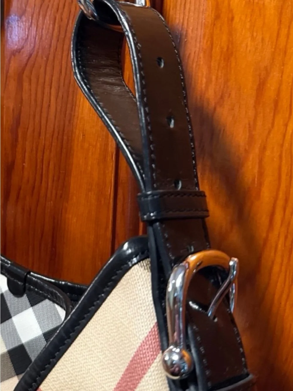 Burberry Beige nova check Larkin Hobo with Black Trim
